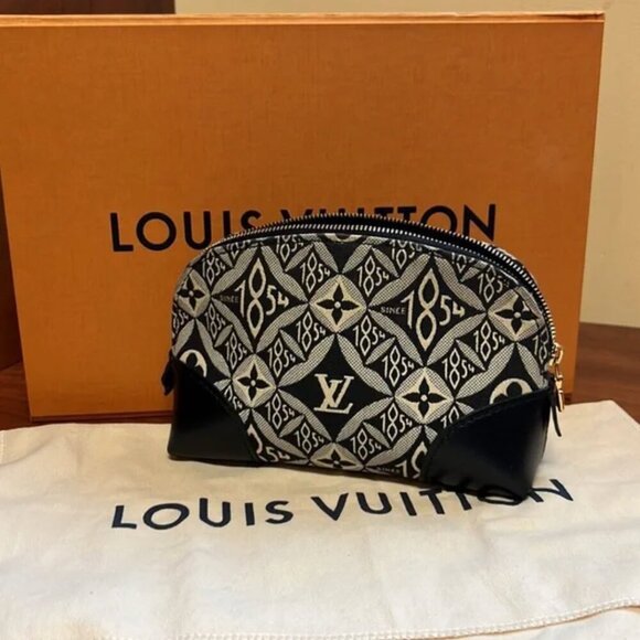 Louis Vuitton Jacquard Since 1854 Cosmetic Pouch PM Grey - Picture 4 of 14